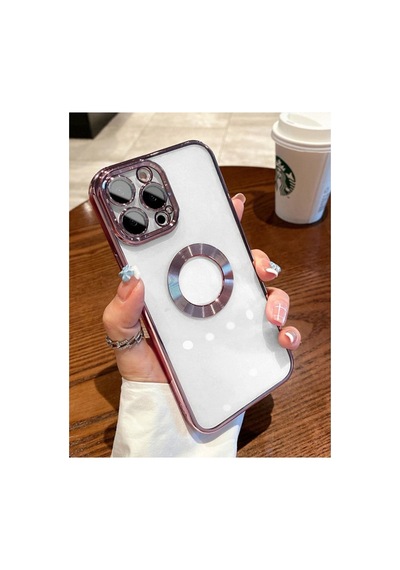 iPhone Uyumlu 11 Promax Logo Açık Kamera Lens Korumalı Arkası Şeffaf Yumuşak Silikon Kapak Telefon Kılıfı Rose