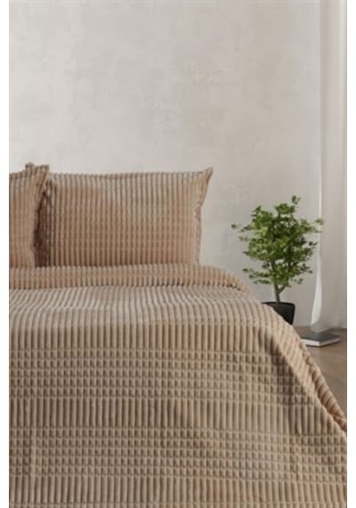 Merinos Modern Line 3 Parça Çift Kişilik Battaniye Seti Mocha