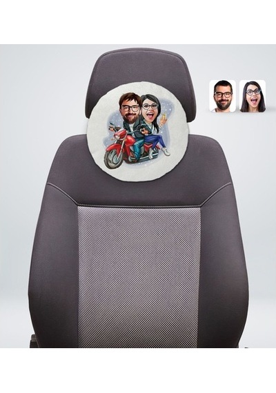 Kişiye Özel Sevgililer Karikatürlü Yuvarlak Dekoratif Kırlent Yas (527061831)