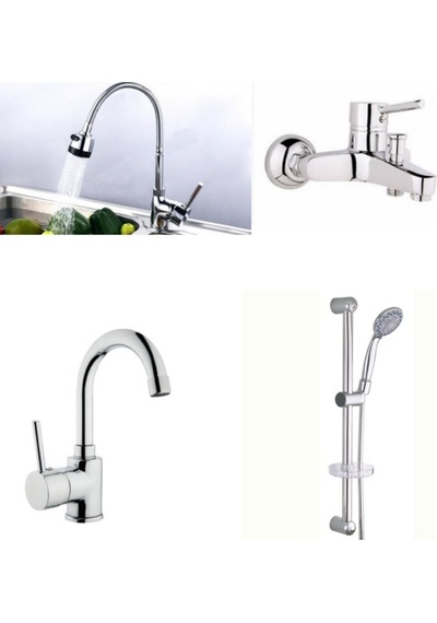 Erce Delta Banyo spiralli Evye lavabo Batryası Srgülü Duş Takım Krom