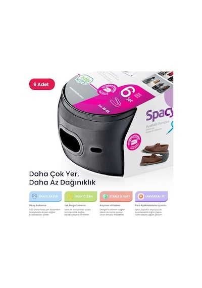 Spacy Ayakkabı Rampası 6 Lı Set Ayakkabı Düzenleyici, Kompakt Ve Pratik Depolama Çözümü 000 Açık Krem