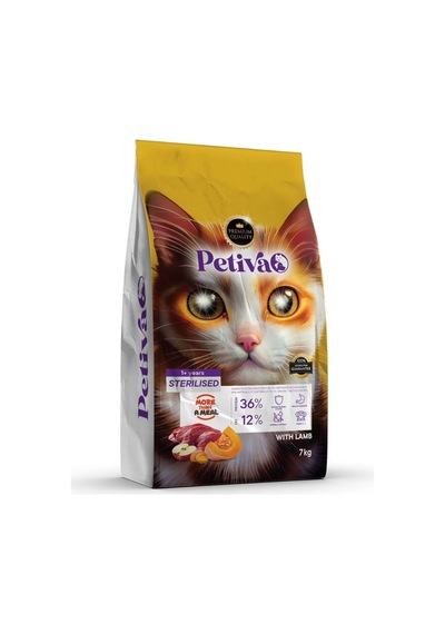 Petiva Kısırlaştırılmış Kuzu Etli Yetişkin Kedi Maması 7 KG