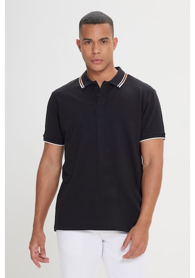 Ac&co Erkek Sıyah Slim Fit Dar Kesim %100 Pamuk Polo Yaka Tişört Siyah