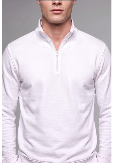 Defacto Regular Fıt Dik Yaka Yarım Fermuarlı Sweatshirt F2821ax26auwt34 Beyaz-wt34