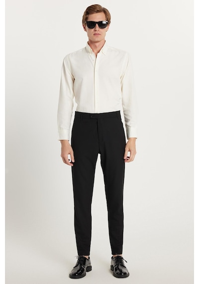 Tudors Erkek Slim Fit Dar Kesim Chino Yandan Cepli Pamuklu Siyah Pantolon-35721 Siyah