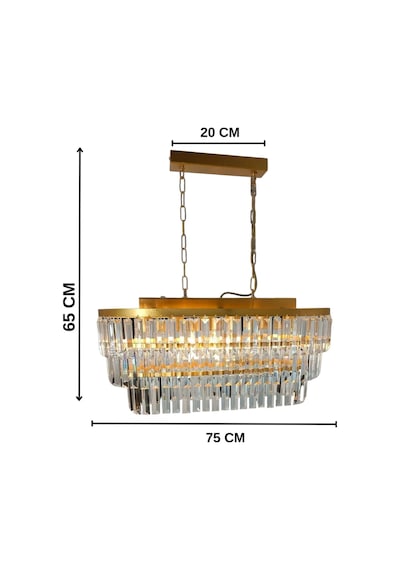 Gizem Gold Kristal Taşlı Lüks Avize 73x30 Cm Altın