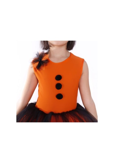 Masho Kids Divo Siyah Turuncu Süpürgeli Cadı Kostümü - Halloween Bayramı