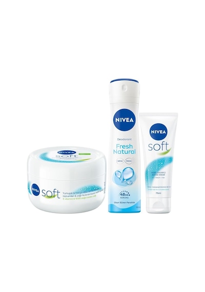 Soft Krem 300ml, Nemlendirici Bakım Kremi, Yüz, Vücut, El, Jojoba Yağı Ve E Vitamini İle Cilt Bakımı Ve Kadın Sprey Deodorant Fresh Natural 150ml, Ve Soft 75 Ml, El Kremi