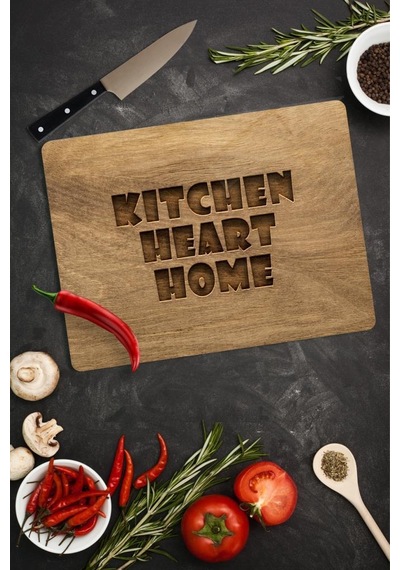 30x40 cm Kıtchen Heart Home Cam Kesme Tablası/Tahtası