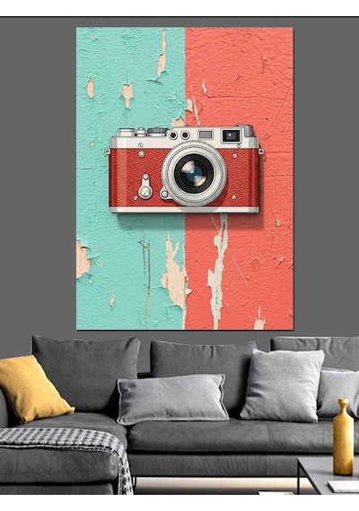 Ahşap Tablo Eski Fotoğraf Makinesi Sanatı