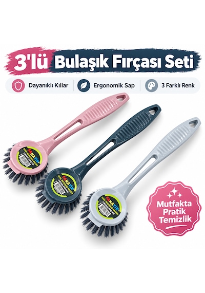 Bulaşık Fırçası 3'lü - Rengarenk