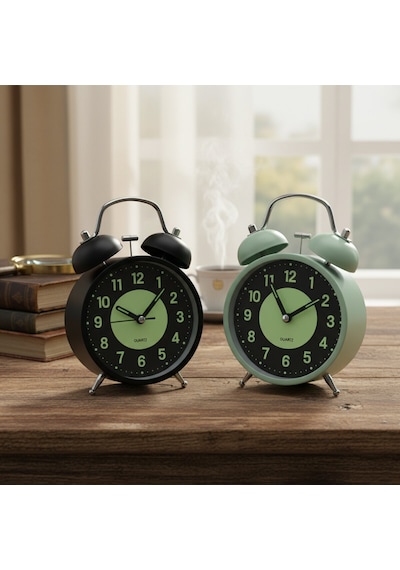 Lunaev Alarm Clock No-847 Yuvarlak Masa Çalar Saat Metal Kasa Renkli Pilli - Işıklı - Fosforlu Çap: .