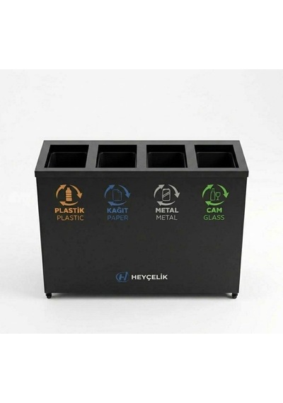 4 Lü Sıfır Atık Kutusu Geri Dönüşüm Ünitesi Gd-504 Metal Atık Ayrıştırma Sistemi Hey Çelik