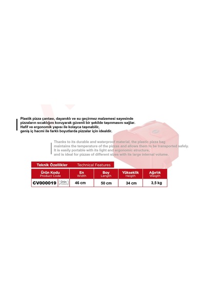 Arka Çanta 90 Litre Siyah Pizza Çantası Siyah