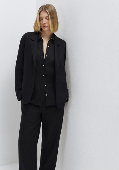 Mavi - Siyah Keten Blazer 1110850-900