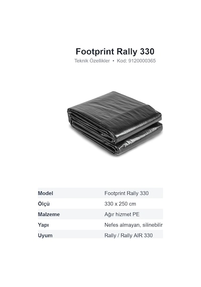 Dometic Footprint Rally 330 Ön Çadır Zemin Örtüsü, Pe Taban Brandası 330x250 Cm 9120000365