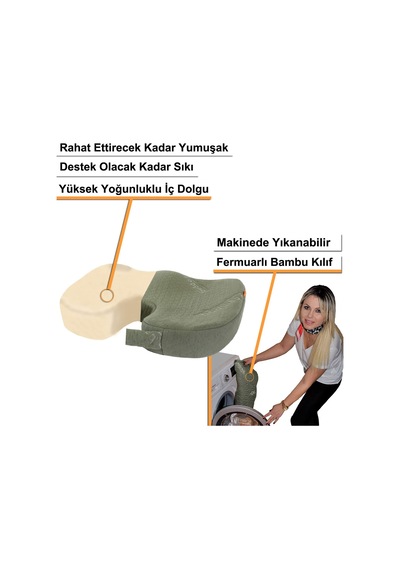 Bambu Serisi Ortopedik Minder Haki Renk Çok Renkli