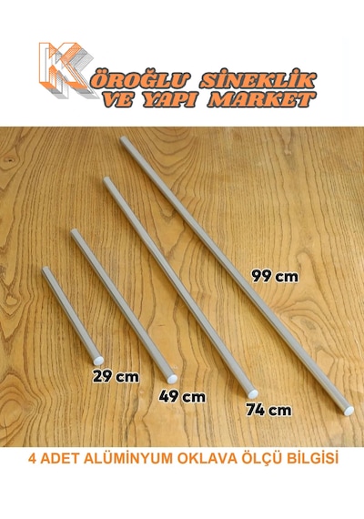 4'lü Masterchef Alüminyum Paslanmaz 30-50-75-100 Cm Oklava Seti