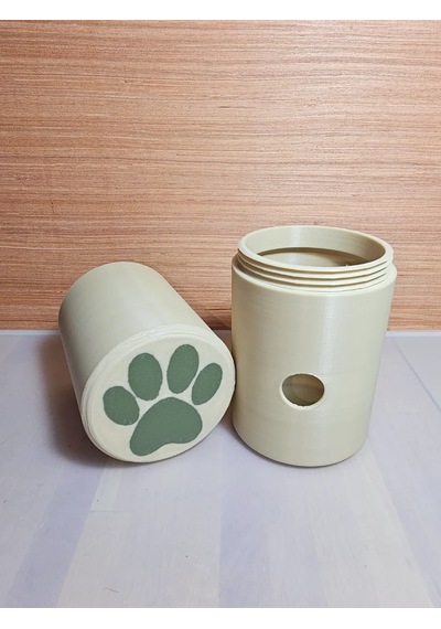 Buradabulabilirsin 3d Baskı Köpek Ödül Mama Dağıtıcı Yuvarlanan Silindir Zeka Oyuncağı Pati Desenli - Bej Bbz