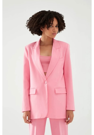 Quzu Oversize Pembe Kadın Blazer Ceket 50873