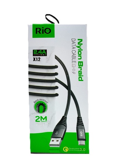 Rio Tech 2 Metre Nylon Örgülü Type-c Data Ve Şarj Kablosu