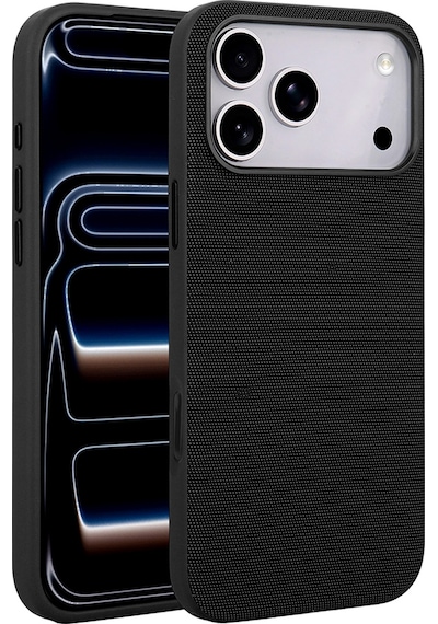 Maks Technology Apple Uyumlu iPhone 17 Pro Kılıf M-safe Şarj Özellikli Kumaş Tasarımlı Mkst Miami Sert Pc Kapak - Siyah