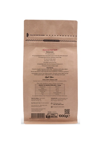 Tam Tarım Tam Mix Patisserie Glutensiz Un Karışımı 1 KG