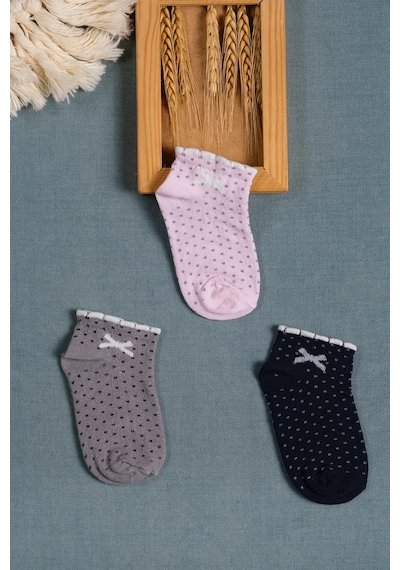 Cocole Socks Kız Bebek Patik Çorabı 3 Lü Set Pamuklu Minik Fiyonk Desenli Çok Renkli