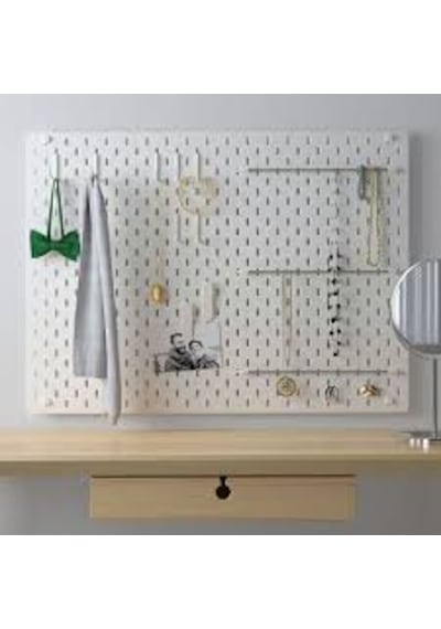 Ikea Skadis Uyumlu Beyaz Delikli Pano Duvar Organizeri Farklı Ebatlar 56 x 56 CM
