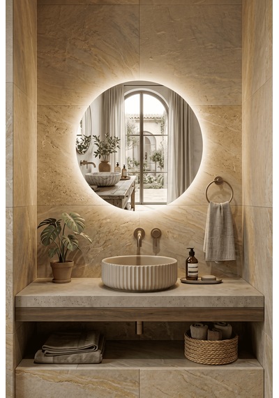 Robin Home Led'li Ayna Dresuar Banyo Lavabo Hol Antre Aynası 60cm Çap Gün Işığı