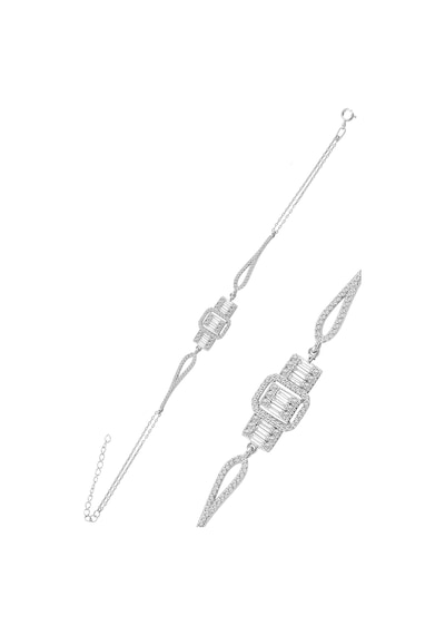Söğütlü Silver Gümüş Rodyumlu Zirkon Baget Taşlı Bileklik.
