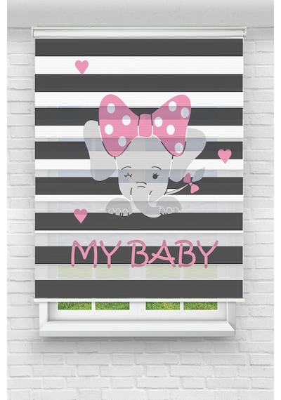 Perdecizade Enxboy Baby Fil Dijital Baskılı Zebra Perde-cocuk Odası-stor Perde Renkli