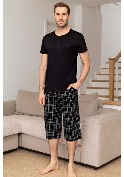 Aydoğan Erkek Civan Modal Bermuda Siyah Pijama Takım 0030 Siyah