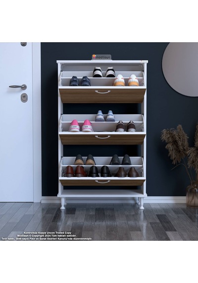 Modilayn Varbi Antre Hol 72 X 119x 25, 5 Cm Lik 3 Düşer Kapak 6 Göz Raf Bölmeli Ayakkabılık Beyaz - Cordoba Modilayn Varbi Antre Hol 72 X 119x 25, 5 Cm Lik 3 Düşer Kapak 6 Göz Raf Bölmeli Ayakkabılık Beyaz - Cordoba