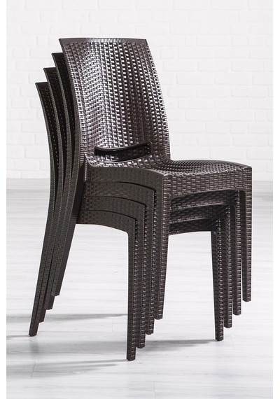 6 Adet Rattan Kahve Sandalye / Balkon-bahçe-teras Kahverengi