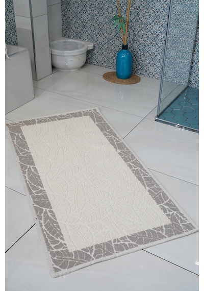 Kaymaz Taban Dikdörtgen Banyo Paspası Yüksek Emici Pamuk Dokuma Banyo Halısı Açık Bej