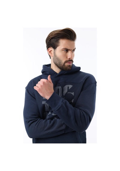 Madmext Lacivert Baskılı Kapüşonlu Cep Detaylı Erkek Sweatshirt 7062 Lacivert