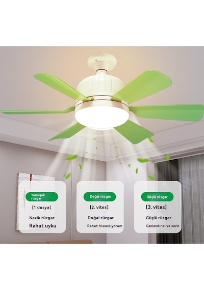 Worryfree Led Fan Sessiz Fan Uzaktan Kumandalı Tavan Vantilatörü Beyaz Işık Gövdesi
