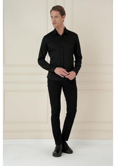 Efor G 1583 Slim Fit Siyah Klasik Gömlek Siyah Efor G 1583 Slim Fit Siyah Klasik Gömlek Siyah