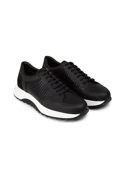 Deery Hakiki Deri Siyah Erkek Sneaker Ayakkabı - 01984Msyhe02 Siyah