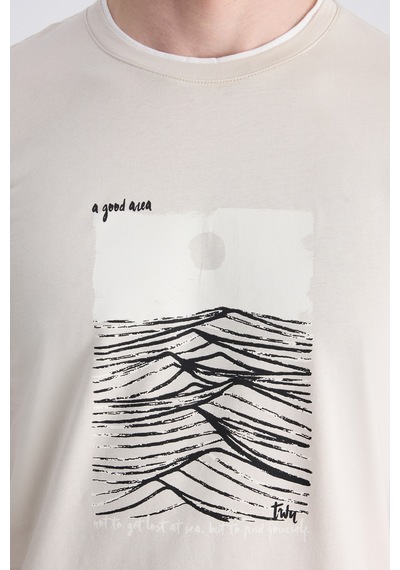 Twn Slim Fit Taş Düz %100 Pamuklu T-shirt 2ec143831113m S01