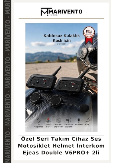 Özel Seri Takım Cihaz Ses Motosiklet Helmet İnterkom Ejeas Double V6pro+ 2li