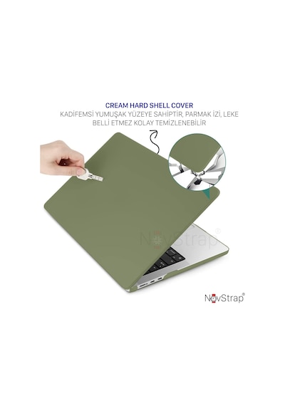 NovStrap Apple Uyumlu MacBook Air M1 Çip A2337 A1932 A2179 13.3" Kılıf Cream Hard Shell Rubber Kapak