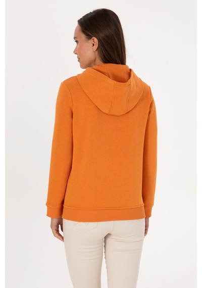 U.S. Polo Assn. Kadın Bakır Şardonlu Kapüşonlu Basic Sweatshirt 50313566-VR182