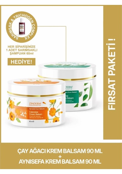 Zinderm Çay Ağacı Yağı Kremi Balsamı + Aynısefa Yağı Kremi Balsamı 90 ML
