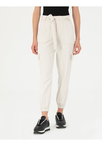 Pierre Cardin Kadın Krem Kanvas / Chino Pantolon 50263722-vr071 Krem