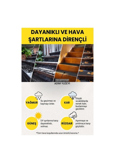 Merdiven Kaydırmaz Bant Sarı Siyah 25mm 1 Adet Mas Güvenlik Uyarı Bandı 5 Metre 2.5 Cm Yapışkanlı Basamak Mermer Beton