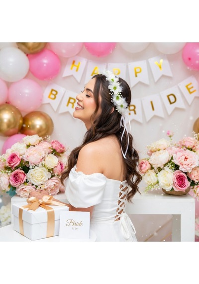 Çiçekli Kurdeleli Bride Taçı Bekarlığa Veda Parti Aksesuarı Çember Taç Diğer