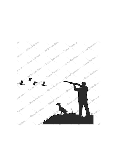 Avcı Ve Köpek Hunter Araç Araba Sticker 00882