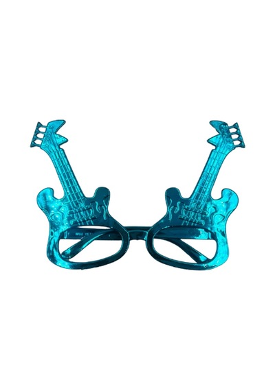 Parti Gözlük Plastik Camsız Gitar Şeklinde Mavi 14x6 Cm